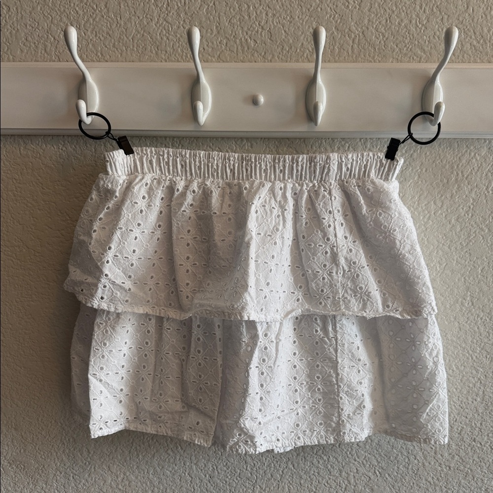 White Eyelet Ruffle Skirt